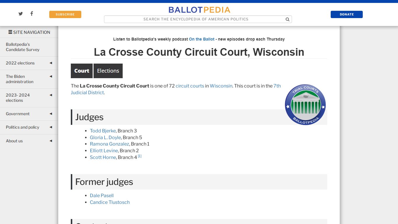 La Crosse County Circuit Court, Wisconsin - Ballotpedia